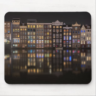 Amsterdam houses with colourful lights in the mouse pad