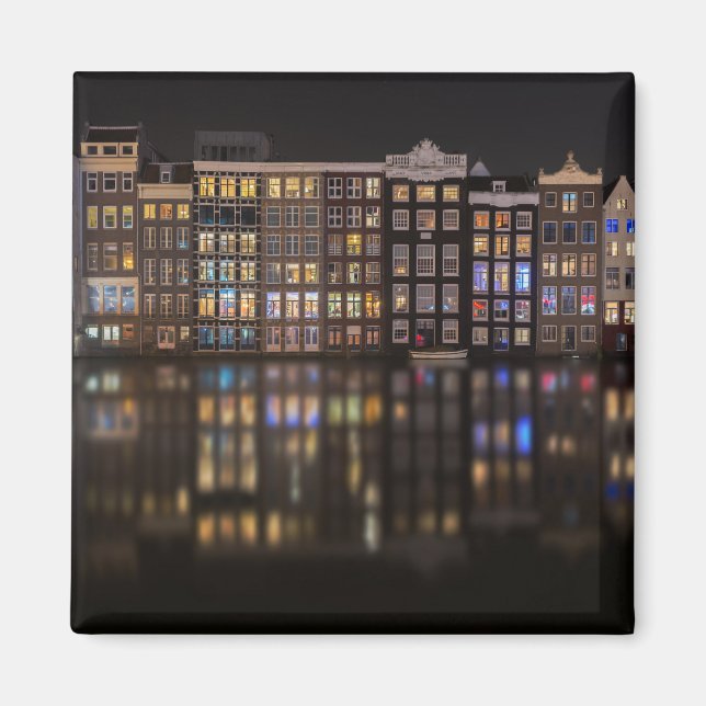 Amsterdam houses with colourful lights in the nigh magnet (Front)