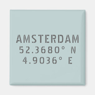 Amsterdam Latitude Longitude Magnet