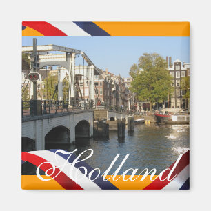 Amsterdam Magere Brug Bridge Orange Fridge Magnet