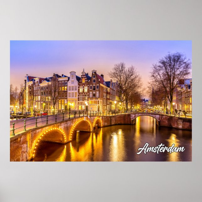 Amsterdam, Netherlands At Sunset Poster (Front)