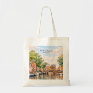 Amsterdam Netherlands Canal Colourful City Trave Tote Bag