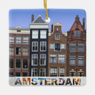 Amsterdam Netherlands Canal Houses Christmas Ceramic Ornament