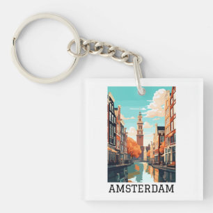 Amsterdam Netherlands Canal Travel Key Ring
