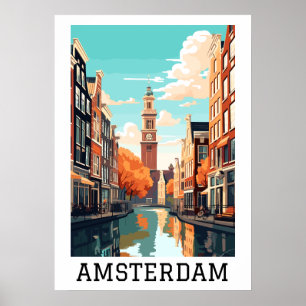 Amsterdam Netherlands Canal Travel Poster