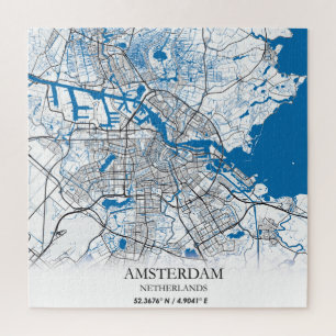 Amsterdam Netherlands City Map Travel Simple Jigsaw Puzzle