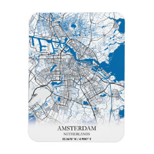 Amsterdam Netherlands City Map Travel Simple Magnet