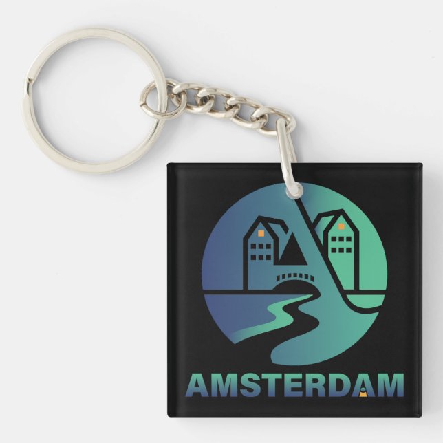 Amsterdam Netherlands Europe Key Ring (Front)
