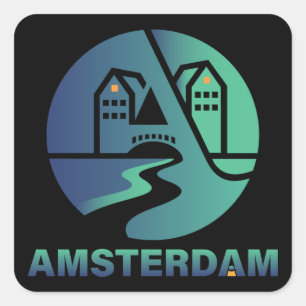 Amsterdam Netherlands Europe Square Sticker