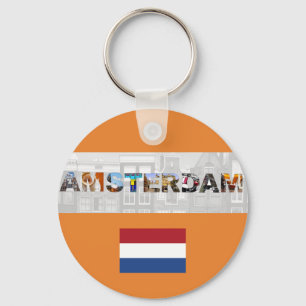 Amsterdam Netherlands Flag Key Ring