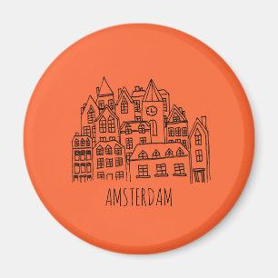 Amsterdam Netherlands Holland City Souvenir Orange Magnet