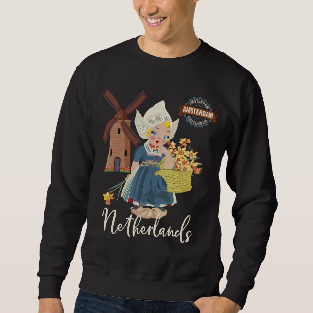 Amsterdam, Netherlands (Holland) Dutch Girl Sweatshirt (Front)