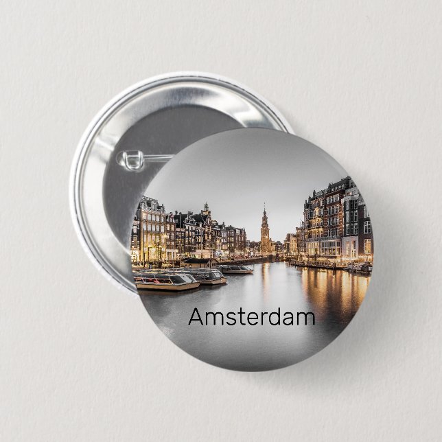 Amsterdam Netherlands Holland Dutch Souvenir 6 Cm Round Badge (Front & Back)
