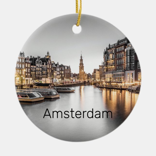 Amsterdam Netherlands Holland Dutch Souvenir Ceramic Ornament (Front)