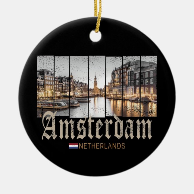 Amsterdam Netherlands Holland vintage souvenir Ceramic Ornament (Front)