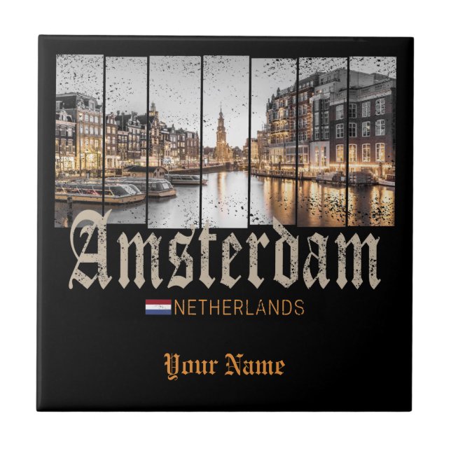 Amsterdam Netherlands Holland vintage souvenir Ceramic Tile (Front)