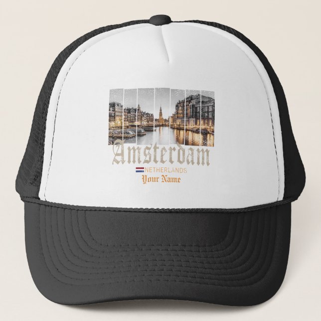 Amsterdam Netherlands Holland vintage souvenir Trucker Hat (Front)