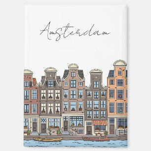 Amsterdam Netherlands Illustration Magnet