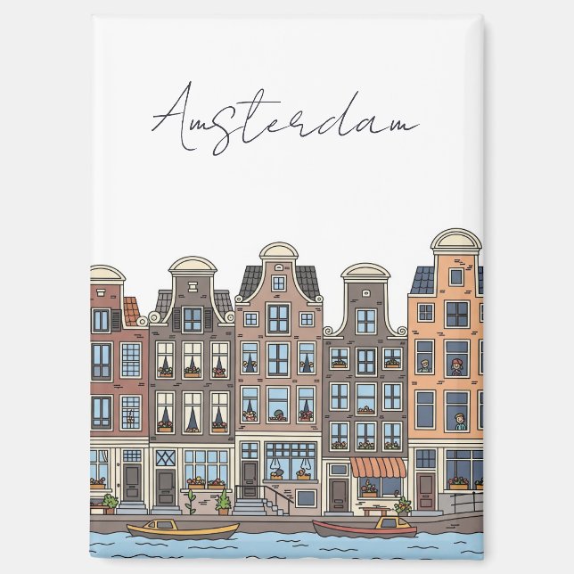Amsterdam Netherlands Illustration Magnet (Front)