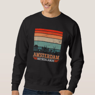 Amsterdam Netherlands Retro Vintage Sunset Skyline Sweatshirt