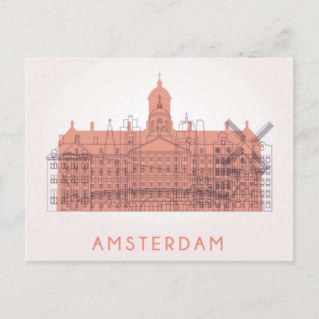 Amsterdam, Netherlands | Skyline of Landmarks Postcard (Front)