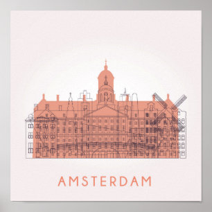 Amsterdam, Netherlands   Skyline of Landmarks Poster