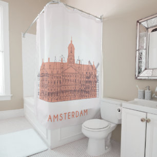 Amsterdam, Netherlands Skyline of Landmarks Shower Curtain