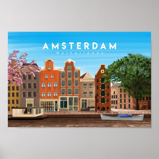 Amsterdam  netherlands travel poster (Front)