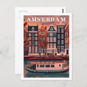 Amsterdam Netherlands Vintage Famous Travel Place Postcard