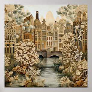 Amsterdam Netherlands Vintage Style  Poster