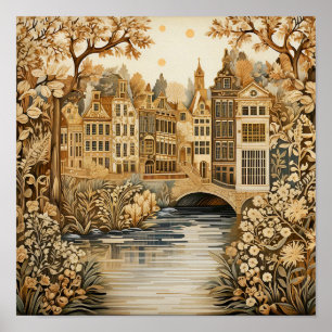 Amsterdam Netherlands Vintage Style Poster
