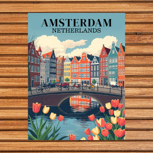 Amsterdam Netherlands Vintage Travel Bicycles Postcard