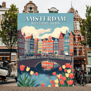 Amsterdam Netherlands Vintage Travel Bicycles Postcard