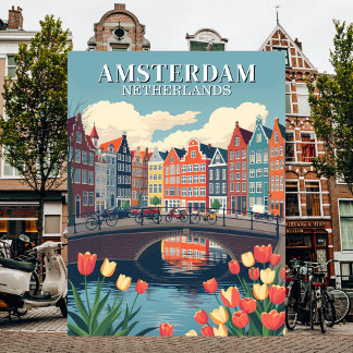 Amsterdam Netherlands Vintage Travel Bicycles Postcard