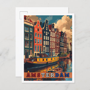 Amsterdam Netherlands Vintage Travel Postcard