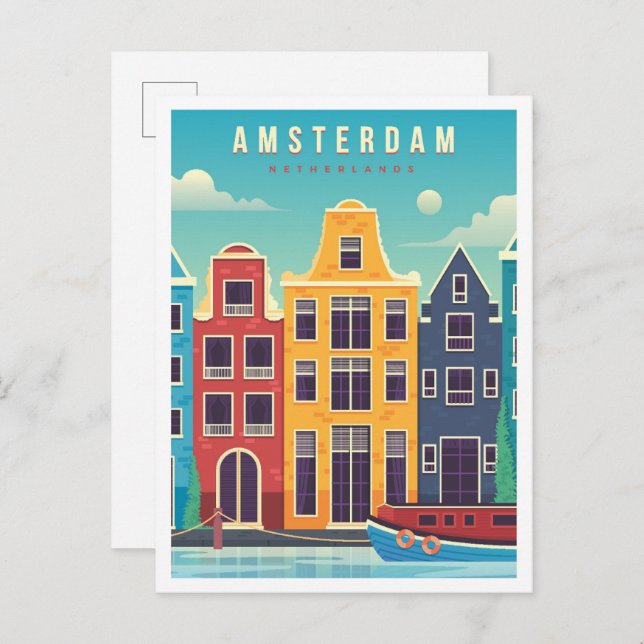 Amsterdam Netherlands Vintage Travel  Postcard (Front/Back)