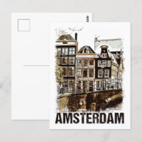 Amsterdam Netherlands Vintage Travel Poster Retro