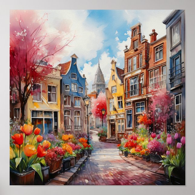 Amsterdam Netherlands Watercolor Painting   Poster (Front)