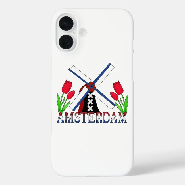 Amsterdam Netherlands Windmill and Tulips Case-Mate iPhone Case (Back)