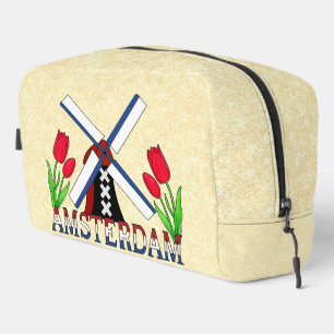 Amsterdam Netherlands Windmill And Tulips Dopp Kit