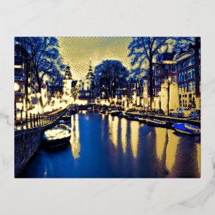 Amsterdam Night Wallpaper-67657 Foil Holiday Postcard