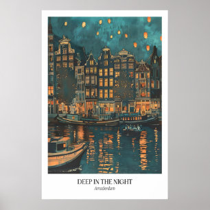 Amsterdam Nightscape Art Print European City Scene