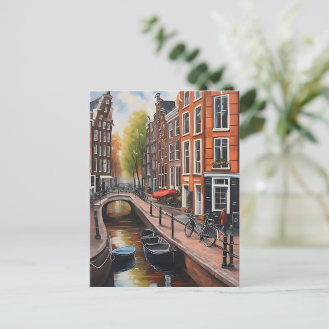 Amsterdam oil painting art postcard (Standing Front)