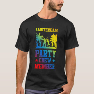 Amsterdam Party Crew Colourful Vacation Team T-Shirt