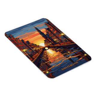 Amsterdam Postcard Holland Vintage Travel Magnet