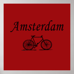 Amsterdam retro bicycle poster