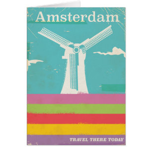 Amsterdam retro vintage travel poster