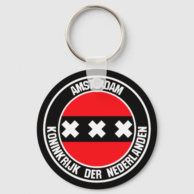 Amsterdam Round Emblem Key Ring (Front)
