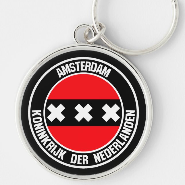 Amsterdam Round Emblem Key Ring (Front)