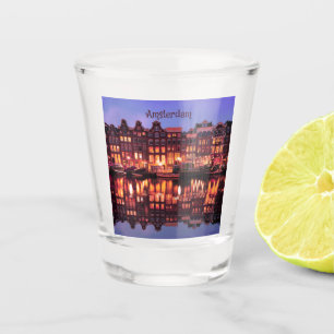 Amsterdam Row Houses on Canal Shot Glass